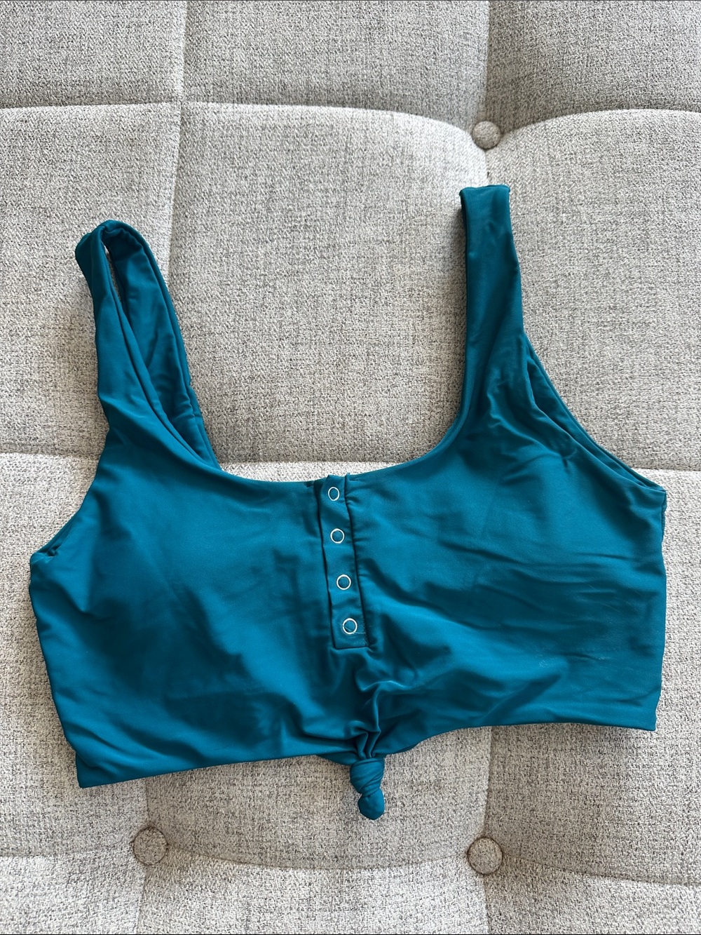 Zaful Teal Scoop Knot Front Swim Top